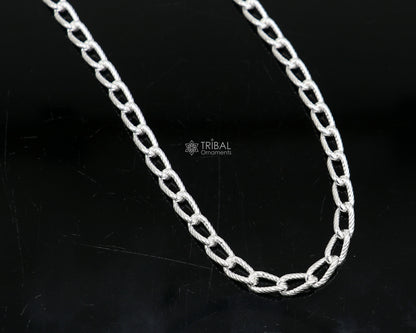 925 sterling silver trendy chain necklace by Tribal Ornaments, featuring a unique handmade design for men and women.