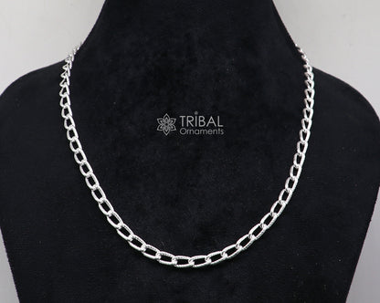 Sterling silver TRIBAL ORNAMENTS trendy chain necklace, handmade jewelry for men and women, stylish gift accessory.