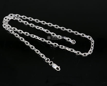 20-inch 5mm sterling silver Rolo chain necklace with vintage look, unisex jewelry from TRIBAL ORNAMENTS featuring handmade craftsmanship.