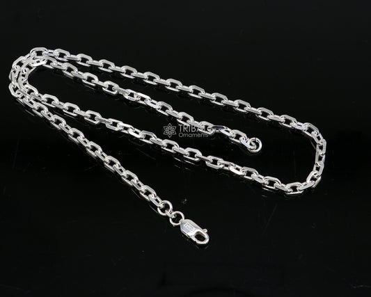 20" 5mm 925 Sterling silver handmade fabulous vintage look Rolo chain unisex gifting necklace jewelry from india ch231 - TRIBAL ORNAMENTS