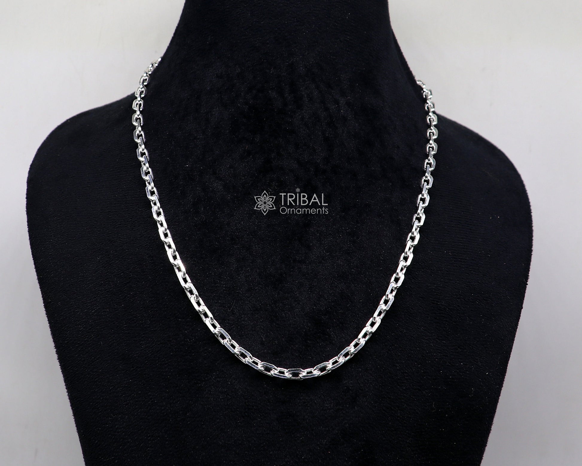 20" 5mm 925 Sterling silver handmade fabulous vintage look Rolo chain unisex gifting necklace jewelry from india ch231 - TRIBAL ORNAMENTS