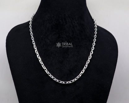 20-inch 5mm sterling silver Rolo chain necklace with vintage look, unisex jewelry from Tribal Ornaments, handmade and stylish.