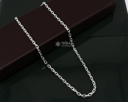 20-inch 5mm sterling silver vintage-style Rolo chain necklace, unisex jewelry from Tribal Ornaments, handcrafted from India.
