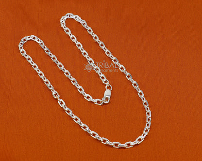 20-inch 5mm sterling silver Rolo chain necklace with vintage look, unisex jewelry from Tribal Ornaments, handcrafted from India.