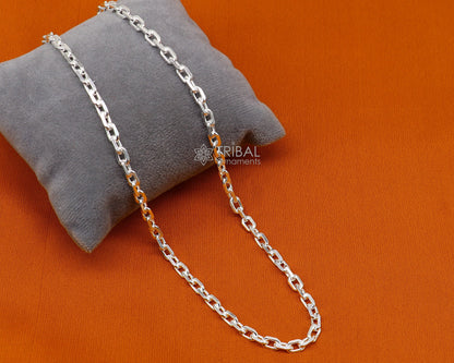 20-inch 5mm sterling silver Rolo chain necklace with vintage look, unisex jewelry, handmade by Tribal Ornaments from India
