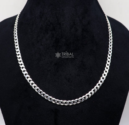 20-inch 5mm handmade sterling silver chain necklace with intricate fancy design, stylish Nawabi jewelry from TRIBAL ORNAMENTS