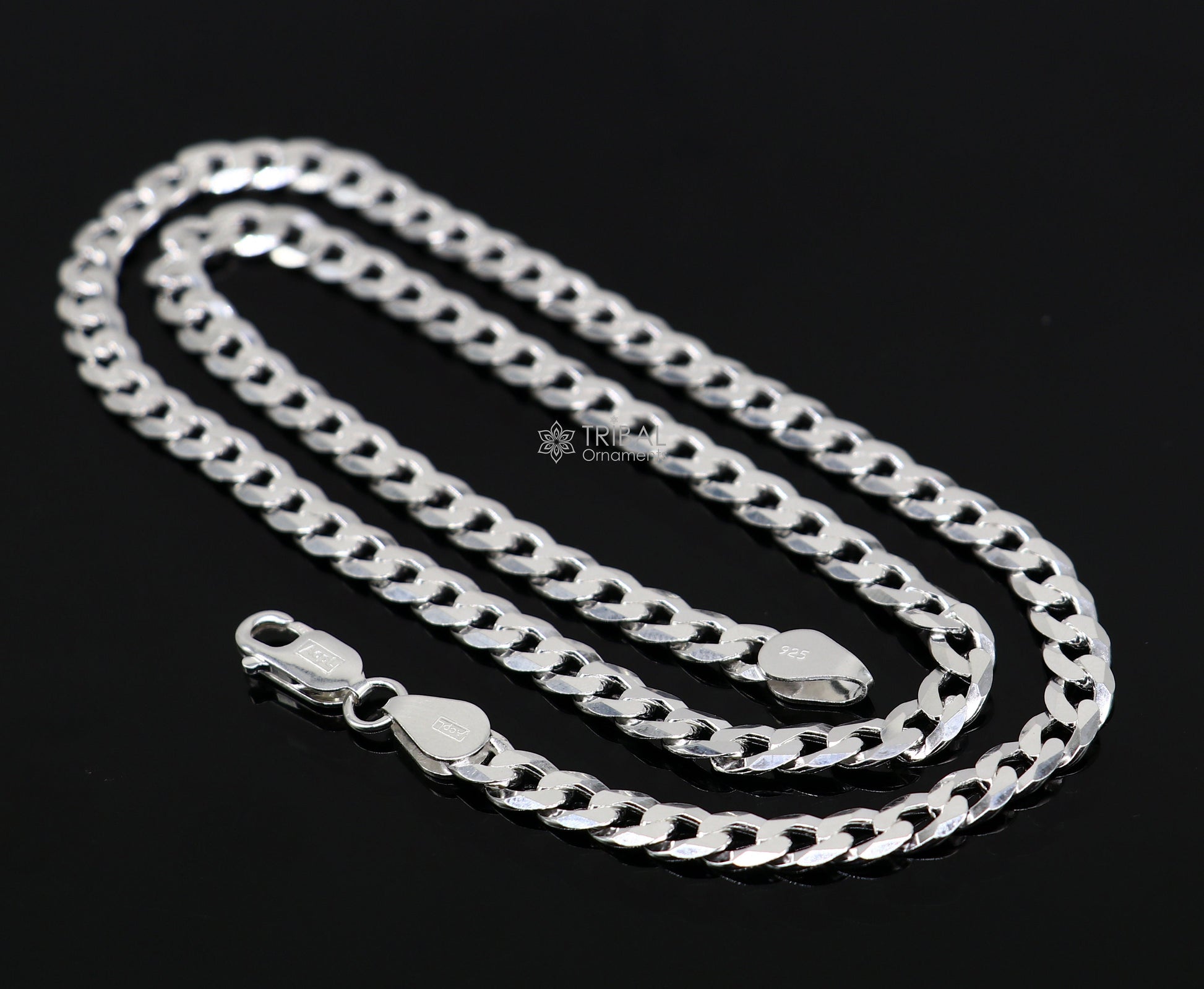 20" 5MM 925 sterling silver handmade solid fancy stylish silver chain necklace Nawabi chain best gifting jewelry from India ch247 - TRIBAL ORNAMENTS