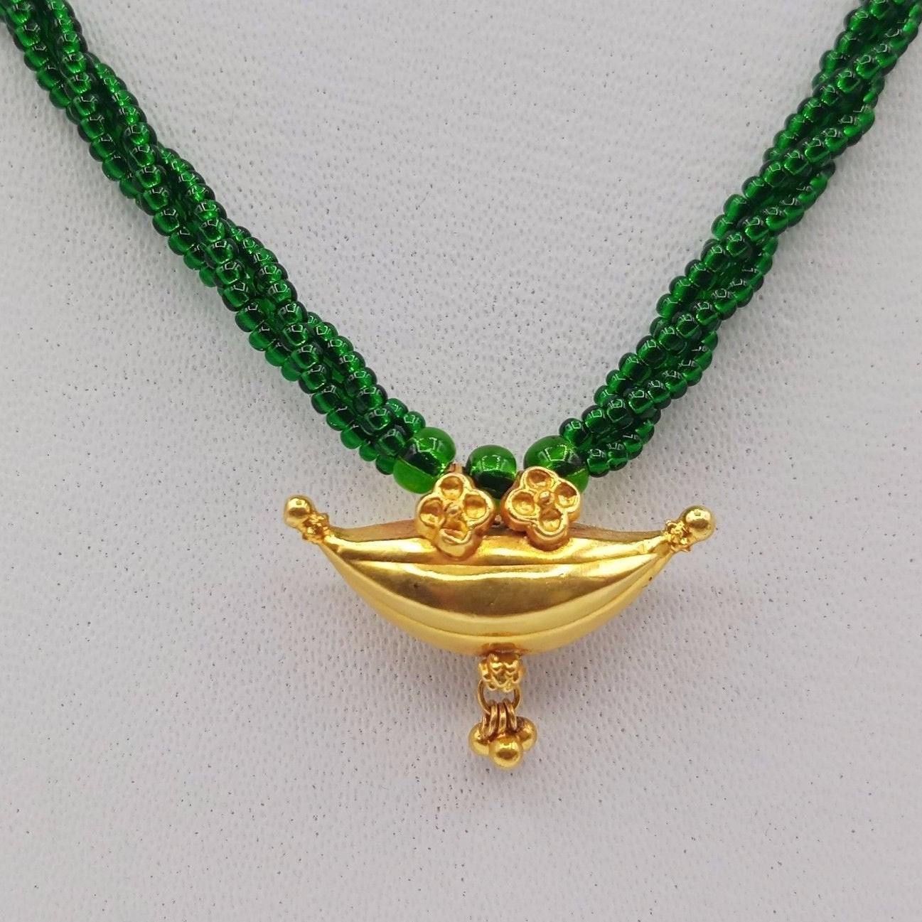 20 karat yellow gold vintage antique style handmade amulet pendant necklace jewelry for girl's women's from tribal Rajasthan india - TRIBAL ORNAMENTS