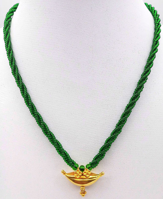 20 karat yellow gold vintage antique style handmade amulet pendant necklace jewelry for girl's women's from tribal Rajasthan india - TRIBAL ORNAMENTS