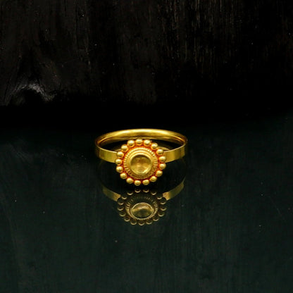 22KT yellow gold vintage stylish ring band by Tribal Ornaments, lightweight bridal jewelry with intricate design.