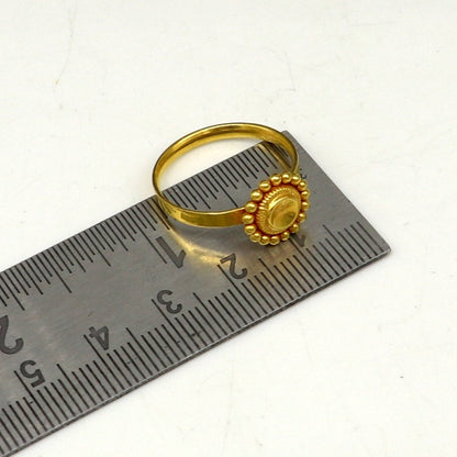 22KT yellow gold vintage stylish ring band with intricate design, lightweight bridal jewelry from Tribal Ornaments.