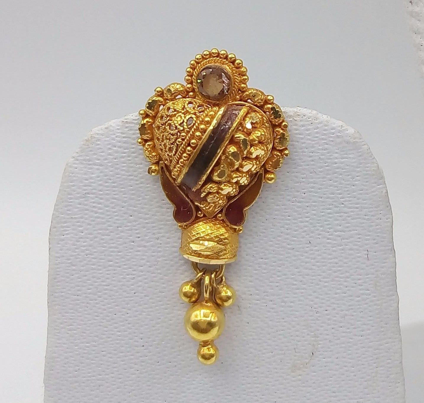 20k Gold antique tribal handmade enamel earring jewelry beautiful pair earring india rajasthan - TRIBAL ORNAMENTS