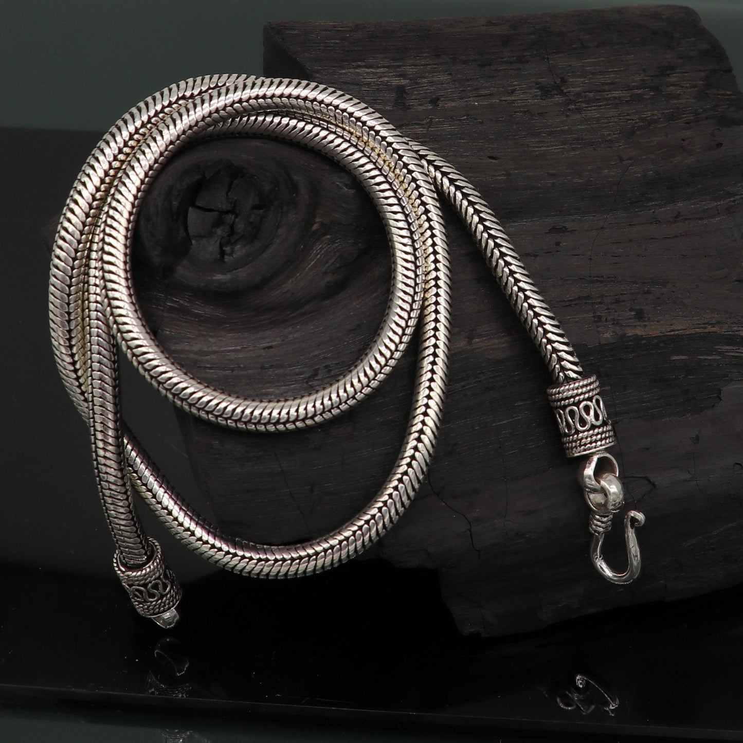 22" 5mm solid 925 sterling silver handmade snake chain, pendant chain, excellent oxidized necklace vintage stylish tribal jewelry ch102 - TRIBAL ORNAMENTS