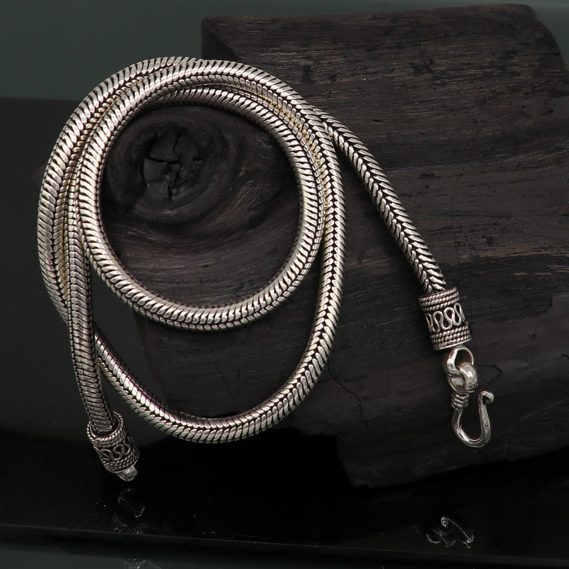 22" 5mm solid 925 sterling silver handmade snake chain, pendant chain, excellent oxidized necklace vintage stylish tribal jewelry ch102 - TRIBAL ORNAMENTS