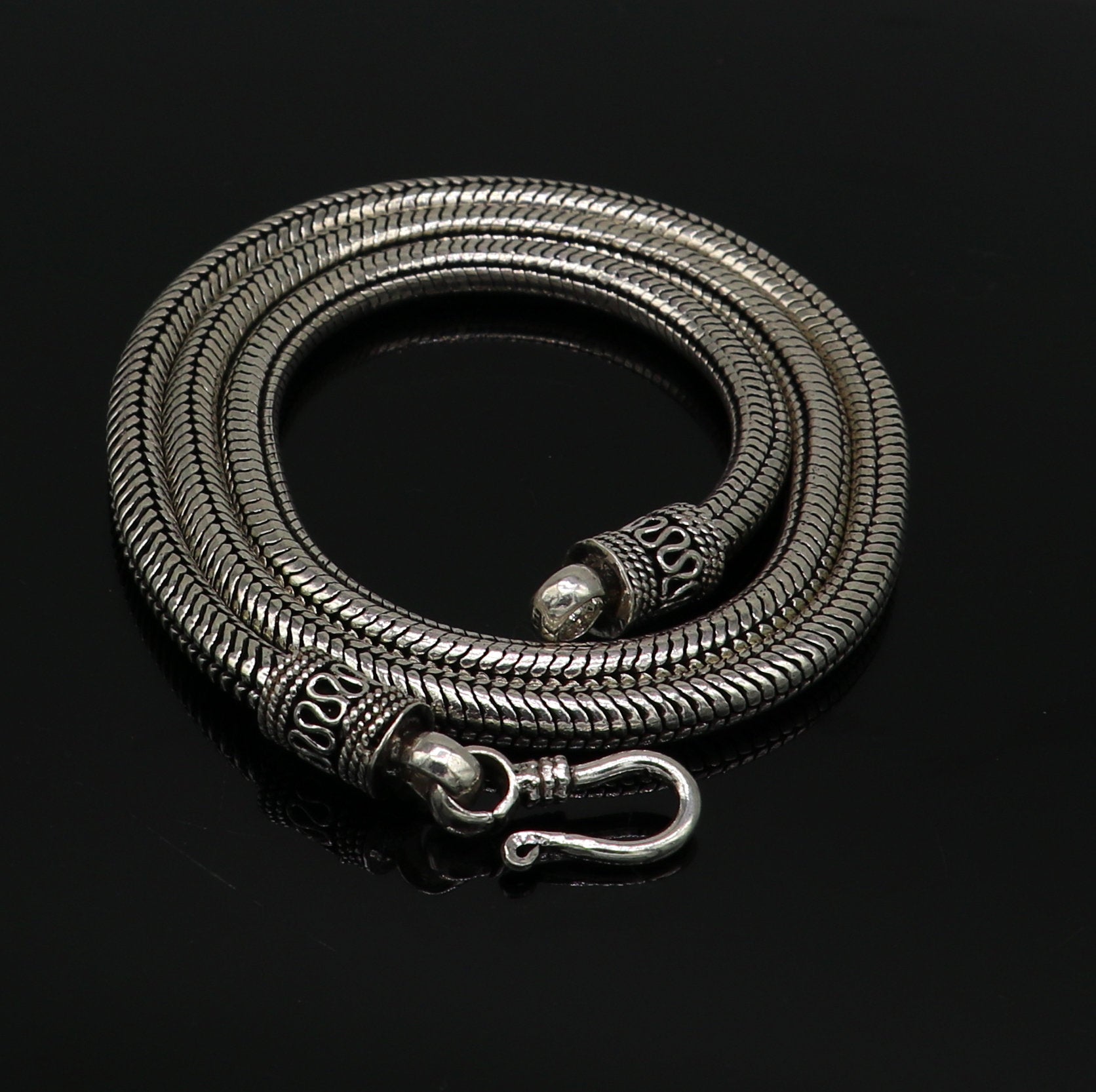 22" 5mm solid 925 sterling silver handmade snake chain, pendant chain, excellent oxidized necklace vintage stylish tribal jewelry ch102 - TRIBAL ORNAMENTS