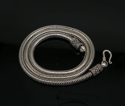 22-inch solid 925 sterling silver handmade snake chain pendant necklace with oxidized vintage tribal jewelry style.