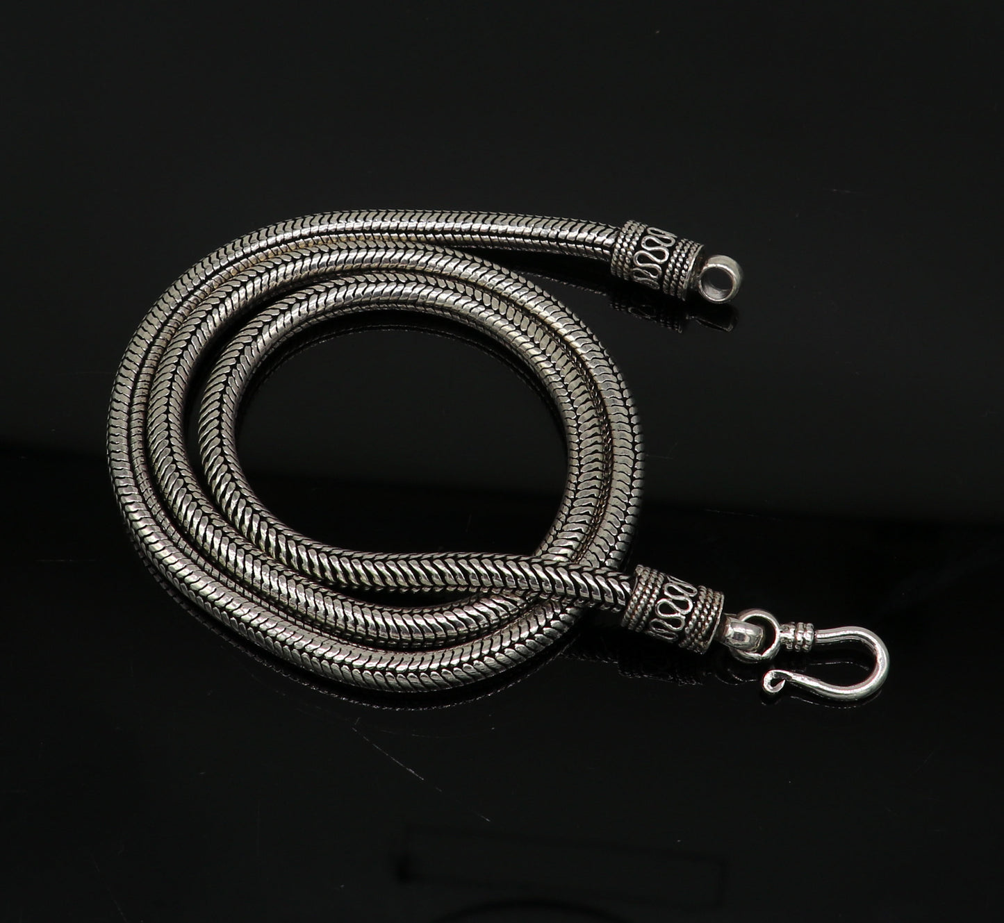 22" 5mm solid 925 sterling silver handmade snake chain, pendant chain, excellent oxidized necklace vintage stylish tribal jewelry ch102 - TRIBAL ORNAMENTS