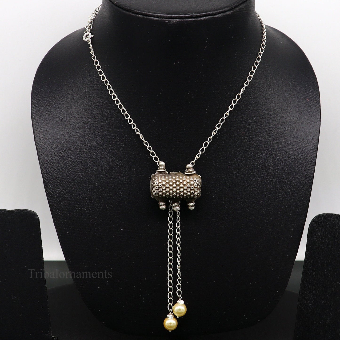 22 inches long adjustable 925 sterling silver chain necklace with gorgeous antique pendant , best gifting elegant tribal necklace set225 - TRIBAL ORNAMENTS