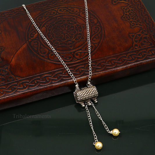 22 inches long adjustable 925 sterling silver chain necklace with gorgeous antique pendant , best gifting elegant tribal necklace set225 - TRIBAL ORNAMENTS
