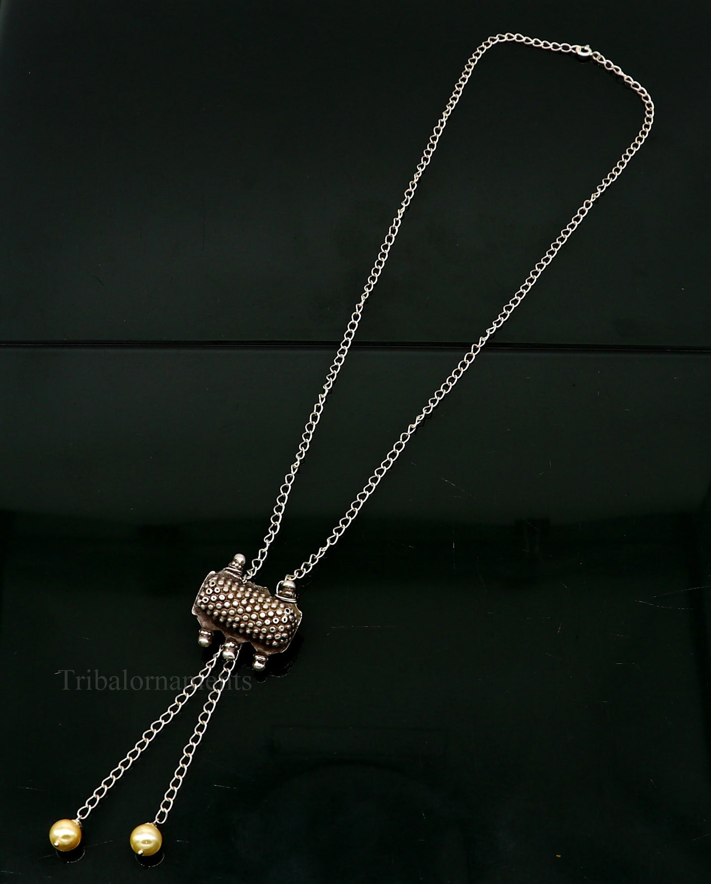 22 inches long adjustable 925 sterling silver chain necklace with gorgeous antique pendant , best gifting elegant tribal necklace set225 - TRIBAL ORNAMENTS