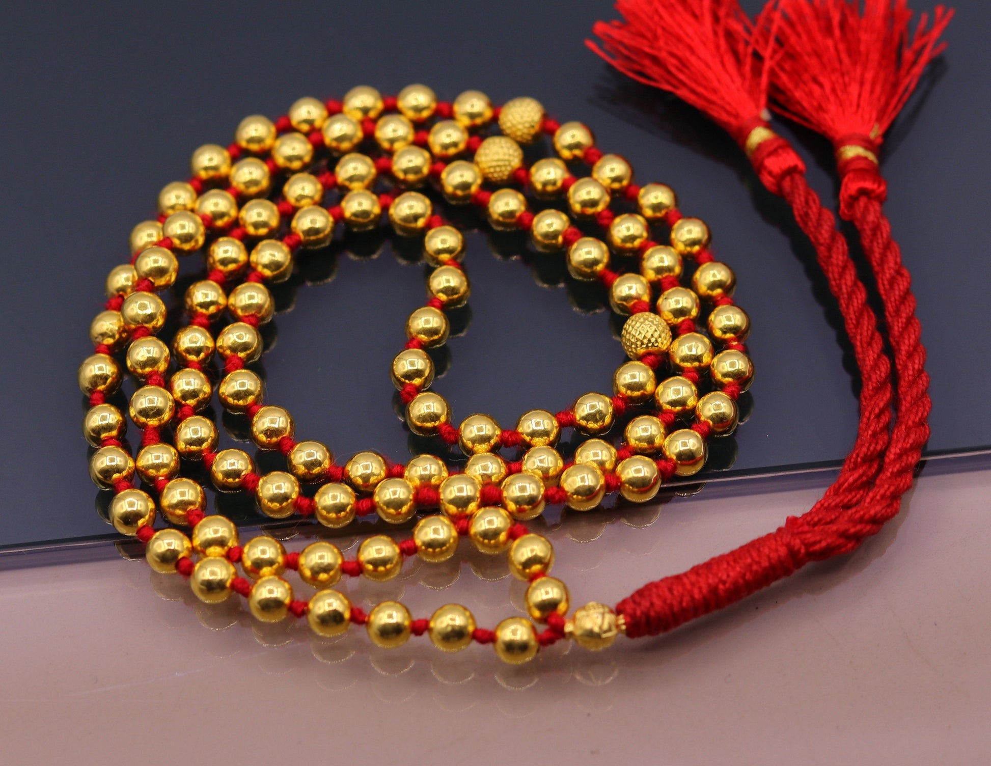 22 karat yellow gold handmade fabulous 108 beads japp mala with guru and market beads japp mala,excellent japping mantra meditation necklace - TRIBAL ORNAMENTS