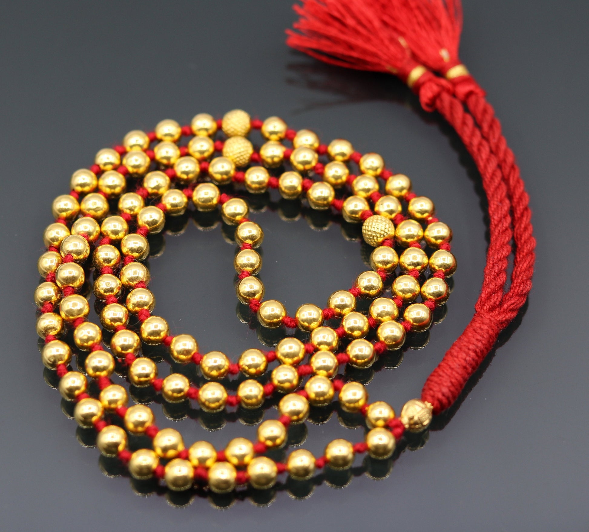 20 karat yellow gold handmade fabulous 108 beads japp mala with guru and market beads japp mala,excellent japping mantra meditation necklace - TRIBAL ORNAMENTS