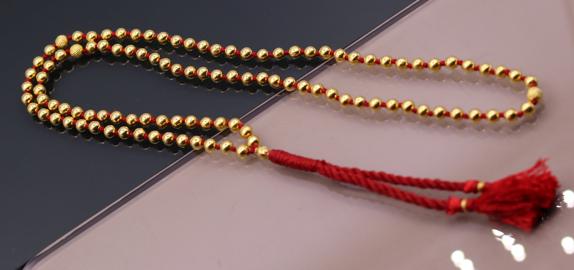 20 karat yellow gold handmade fabulous 108 beads japp mala with guru and market beads japp mala,excellent japping mantra meditation necklace - TRIBAL ORNAMENTS