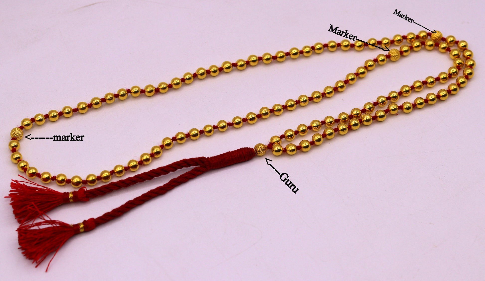 20 karat yellow gold handmade fabulous 108 beads japp mala with guru and market beads japp mala,excellent japping mantra meditation necklace - TRIBAL ORNAMENTS