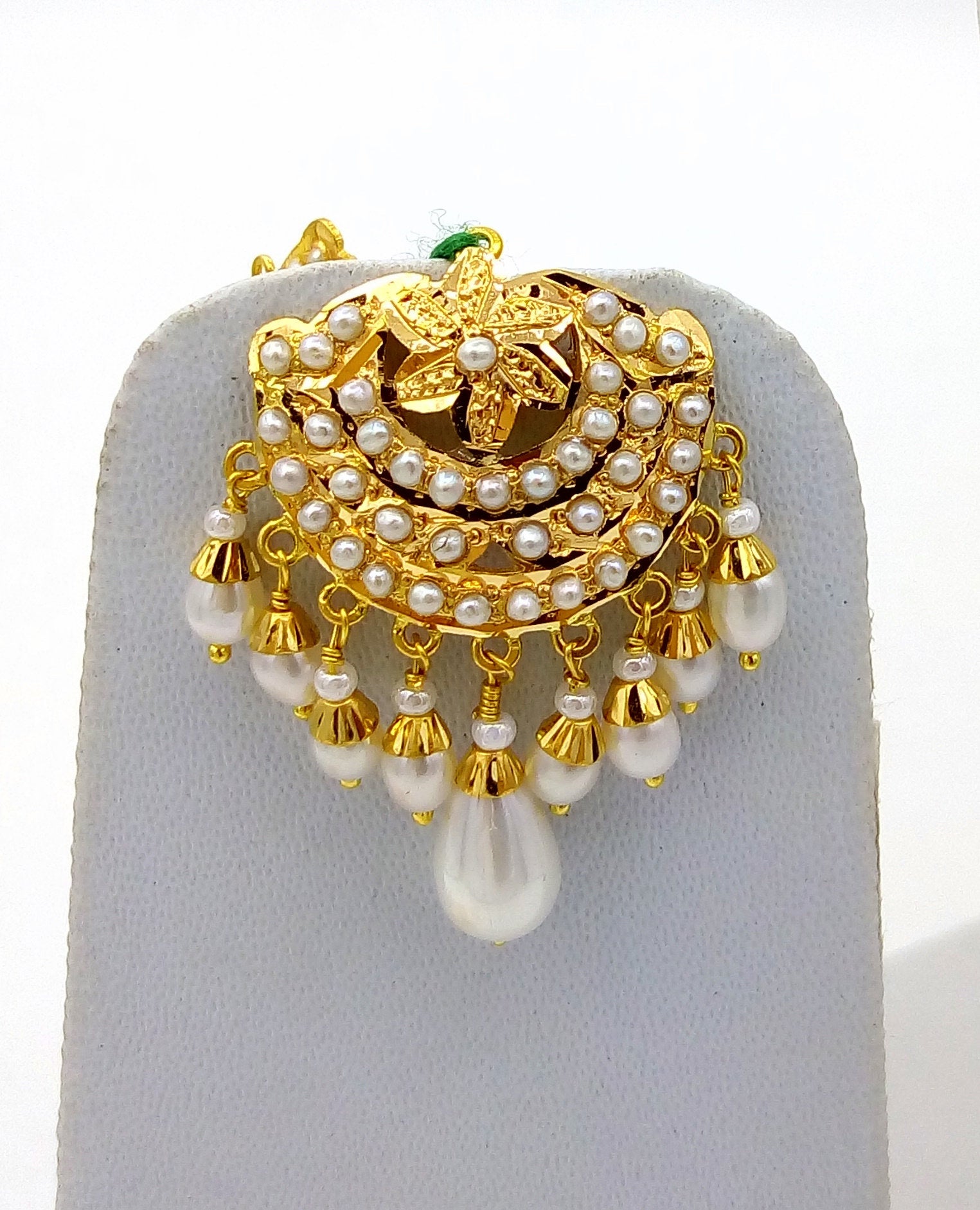 222kt yellow gold handmade gorgeous pearl necklace excellent wedding bridal necklace unisex tribal punjabi muslim jewelry set08 - TRIBAL ORNAMENTS