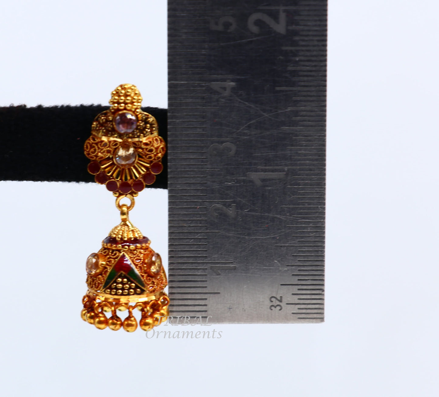 22k yellow gold fabulous handmade filigree work antique designer stud earrings brides wedding jewelry from Rajasthan India er161 - TRIBAL ORNAMENTS