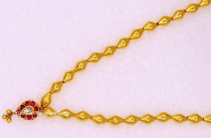 22k yellow gold handmade olive beads wax beads fabulous necklace pendant tribal jewelry from rajasthan india - TRIBAL ORNAMENTS