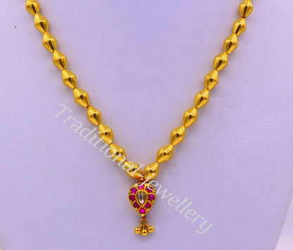 22k yellow gold handmade olive beads wax beads fabulous necklace pendant tribal jewelry from rajasthan india - TRIBAL ORNAMENTS