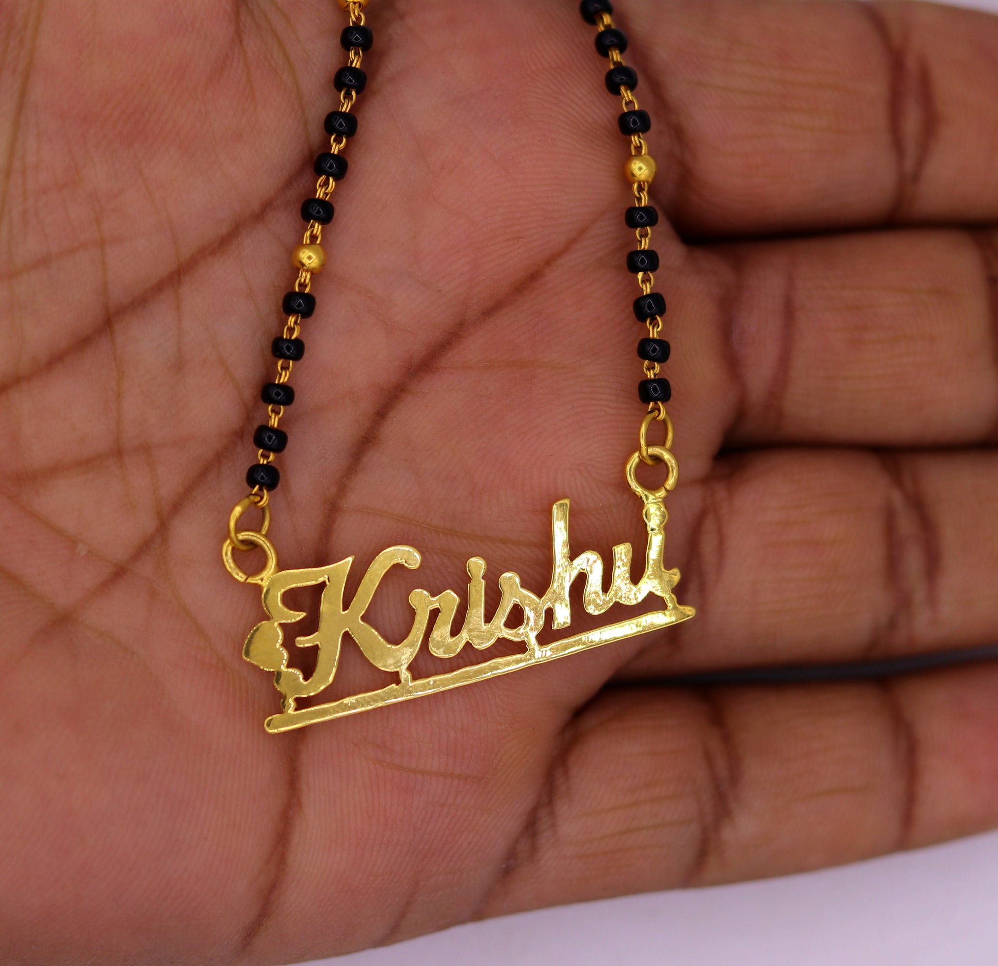 22k yellow gold handmade Solid Gold English Name Necklace Gold Name Necklace - Old English Necklace - Personalized Necklace - Gift for her - TRIBAL ORNAMENTS