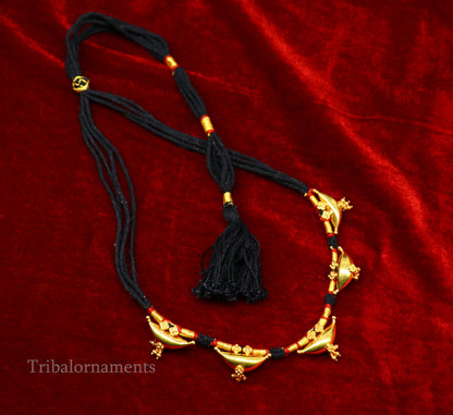 22kt yellow gold customized vintage tribal choker necklace, best gift ethnic necklace worn by tribal people of Rajasthan india  set74 - TRIBAL ORNAMENTS