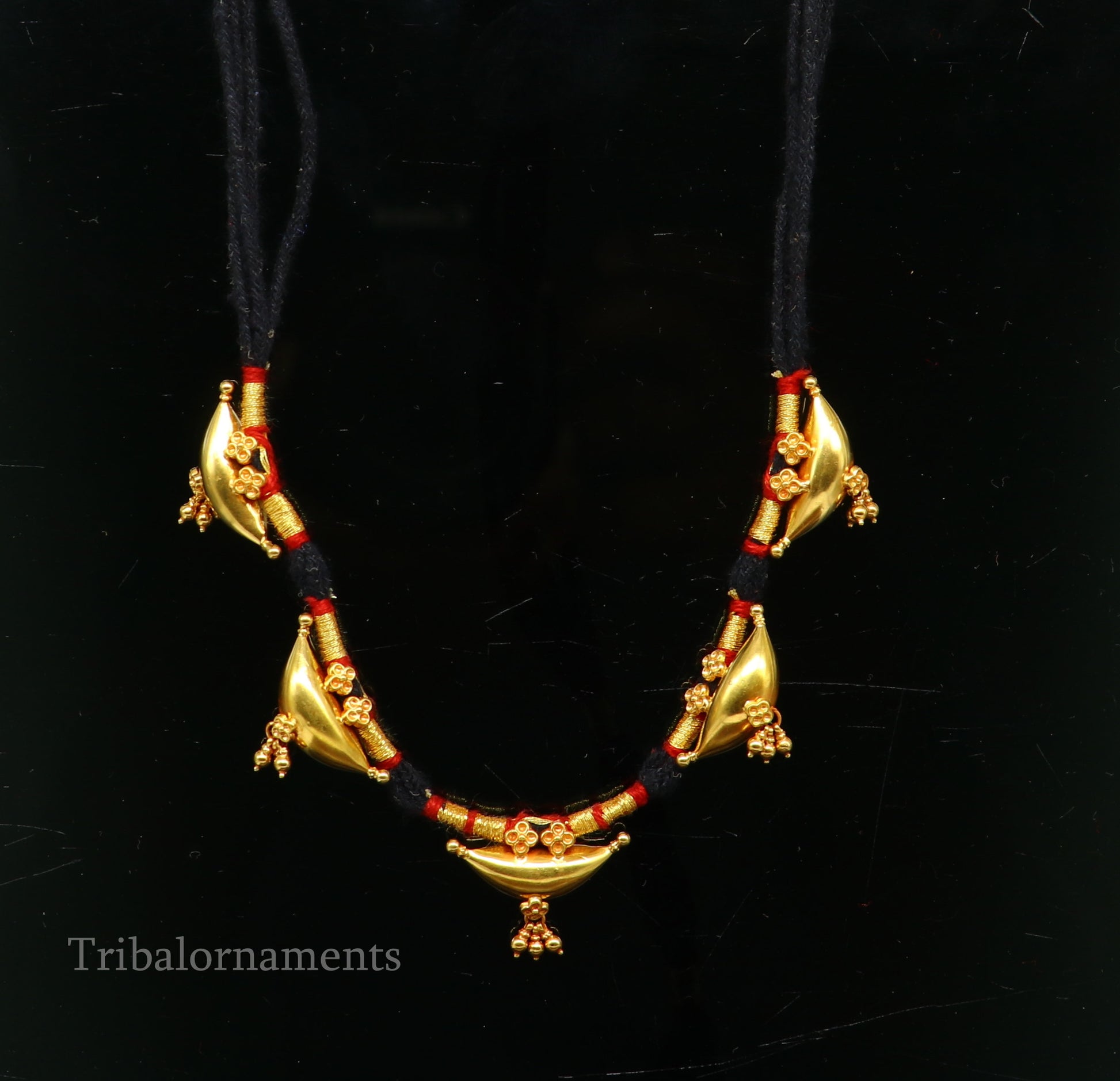 22kt yellow gold customized vintage tribal choker necklace, best gift ethnic necklace worn by tribal people of Rajasthan india  set74 - TRIBAL ORNAMENTS
