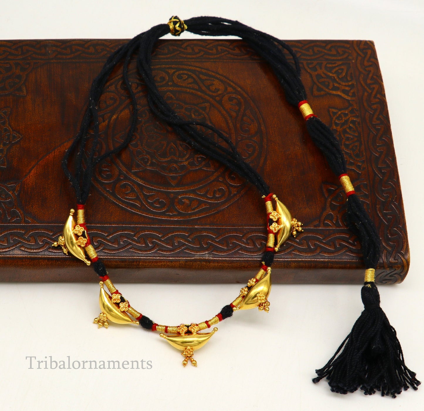 22kt yellow gold customized vintage tribal choker necklace, best gift ethnic necklace worn by tribal people of Rajasthan india  set74 - TRIBAL ORNAMENTS