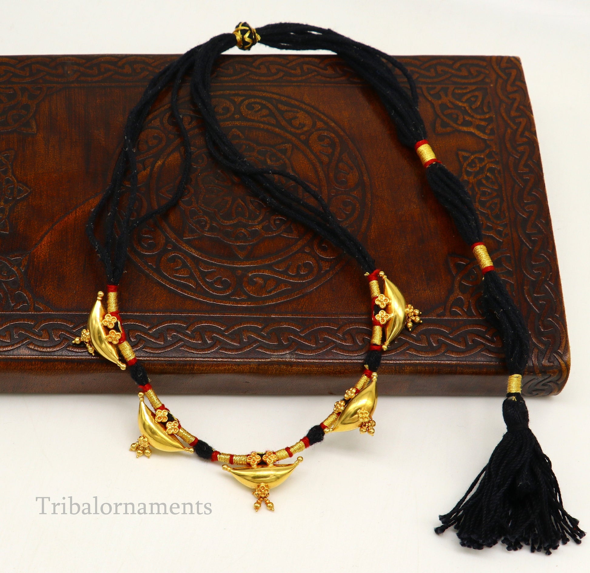 22kt yellow gold customized vintage tribal choker necklace, best gift ethnic necklace worn by tribal people of Rajasthan india  set74 - TRIBAL ORNAMENTS