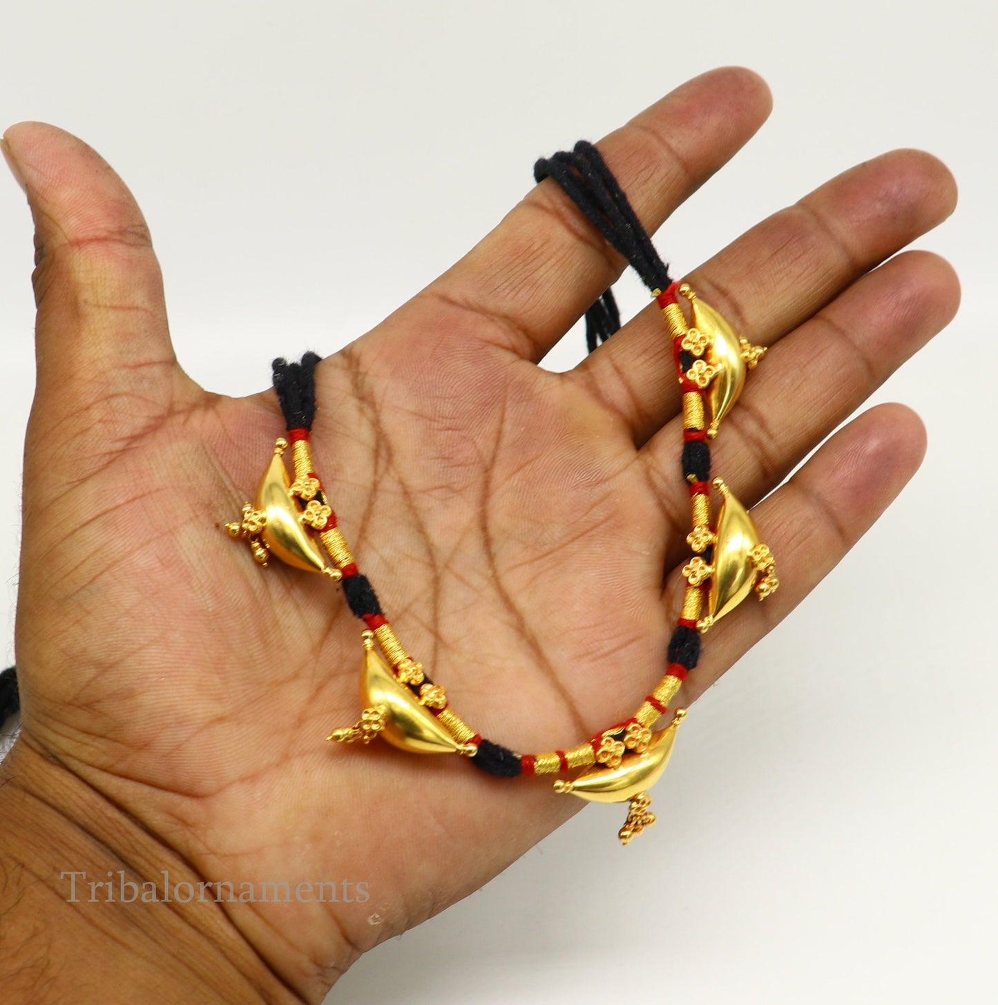 22kt yellow gold customized vintage tribal choker necklace, best gift ethnic necklace worn by tribal people of Rajasthan india  set74 - TRIBAL ORNAMENTS