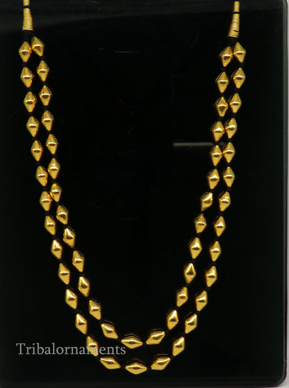 22kt yellow gold Dholki beaded customized necklace, excellent 2 string necklace ,wedding bridal jewelry tribal necklace from india set73 - TRIBAL ORNAMENTS
