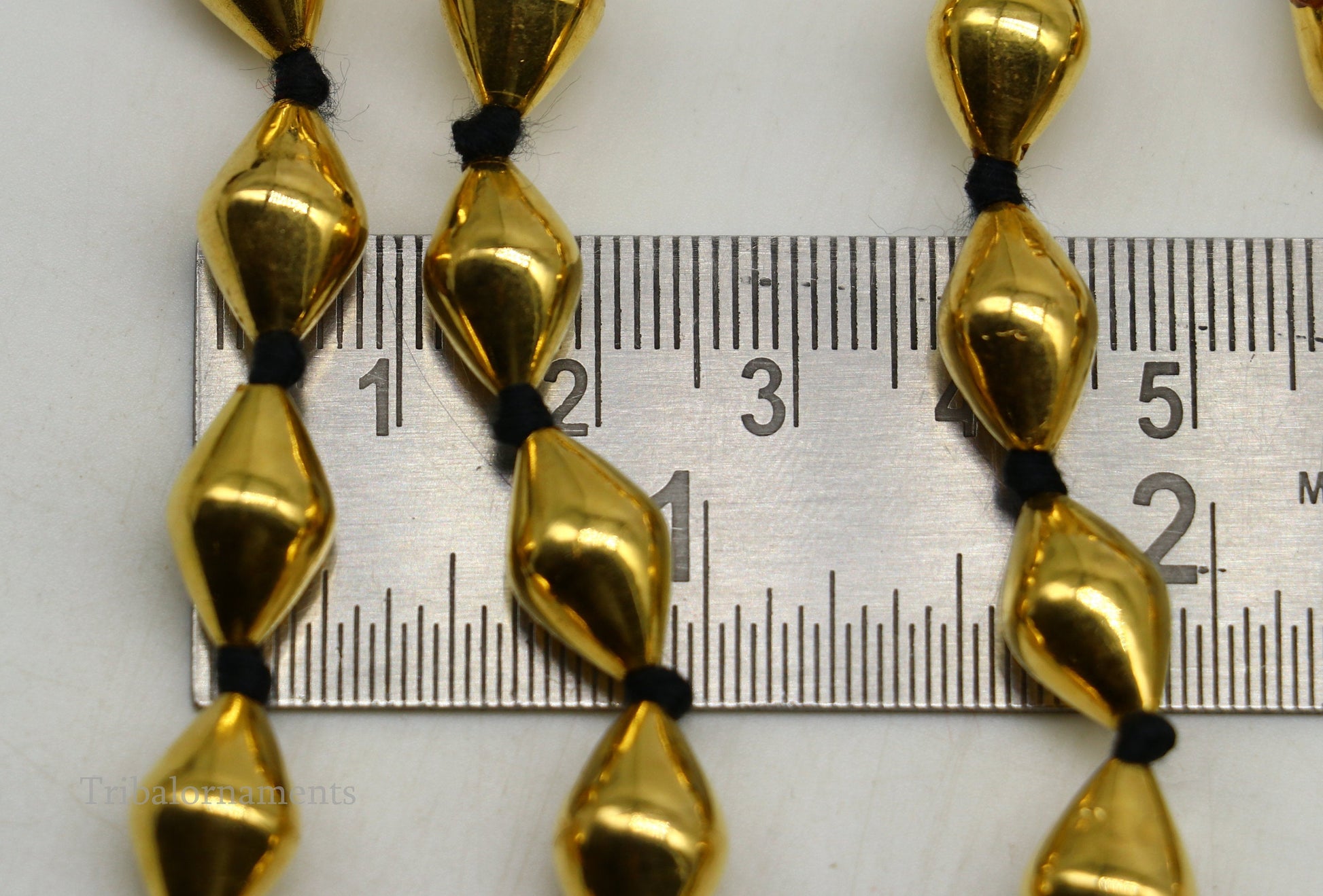 22kt yellow gold Dholki beaded customized necklace, excellent 2 string necklace ,wedding bridal jewelry tribal necklace from india set73 - TRIBAL ORNAMENTS