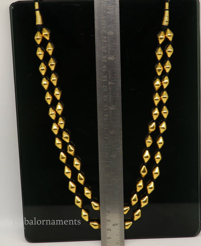 22kt yellow gold Dholki beaded customized necklace, excellent 2 string necklace ,wedding bridal jewelry tribal necklace from india set73 - TRIBAL ORNAMENTS