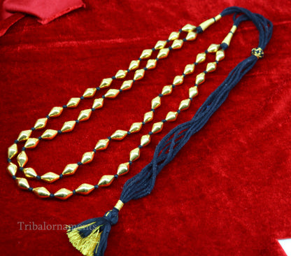 22kt yellow gold Dholki beaded customized necklace, excellent 2 string necklace ,wedding bridal jewelry tribal necklace from india set73 - TRIBAL ORNAMENTS