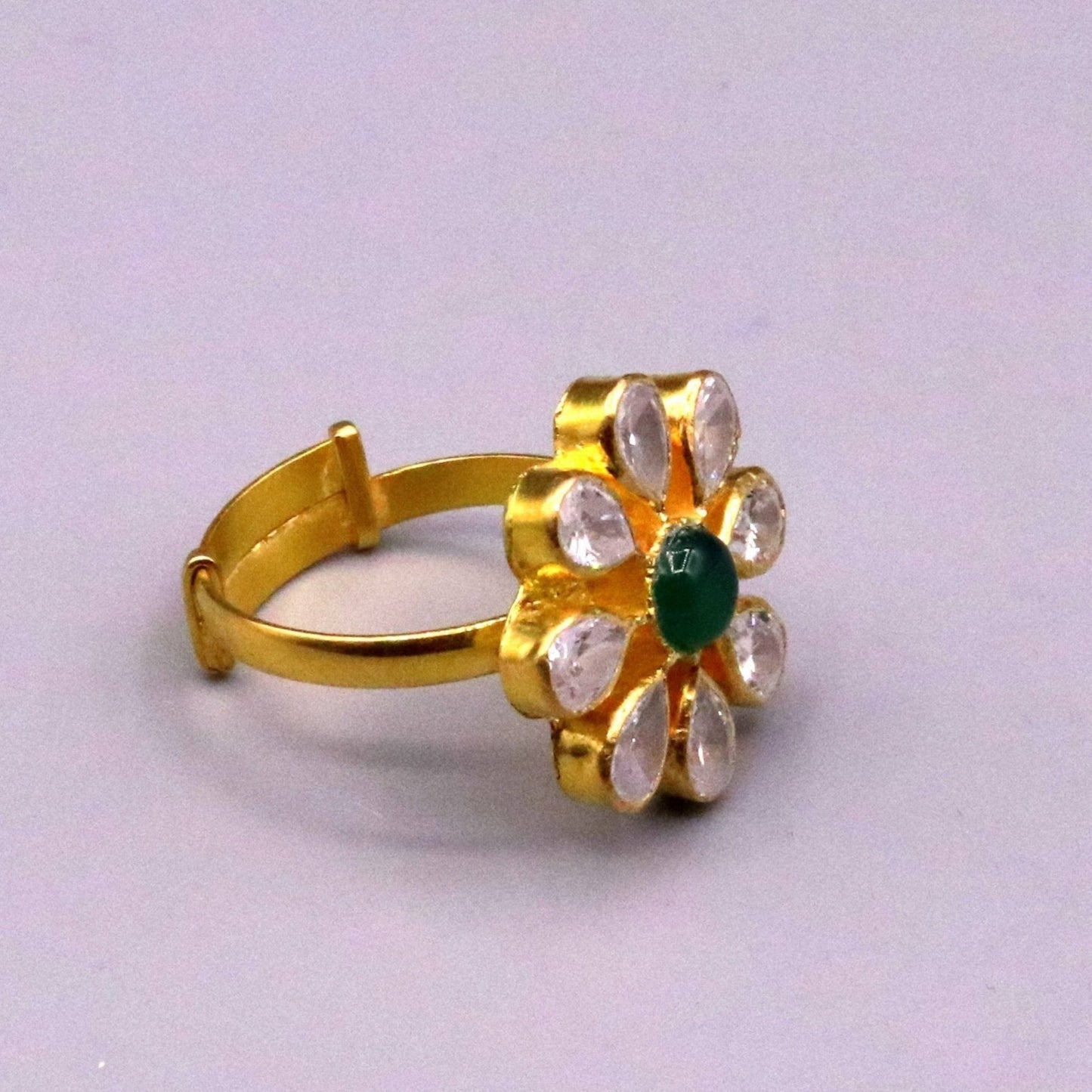 22kt yellow gold handmade fabulous adjustable ring band certified hallmarked flower shape indian simple jewelry - TRIBAL ORNAMENTS