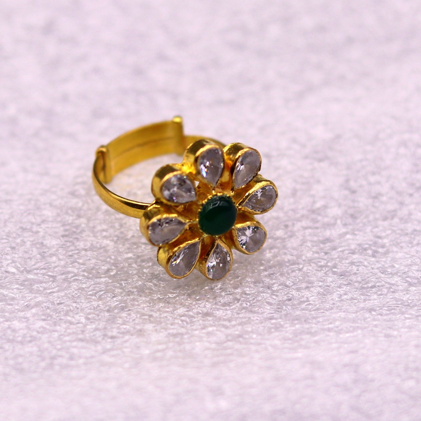 22kt yellow gold handmade fabulous adjustable ring band certified hallmarked flower shape indian simple jewelry - TRIBAL ORNAMENTS
