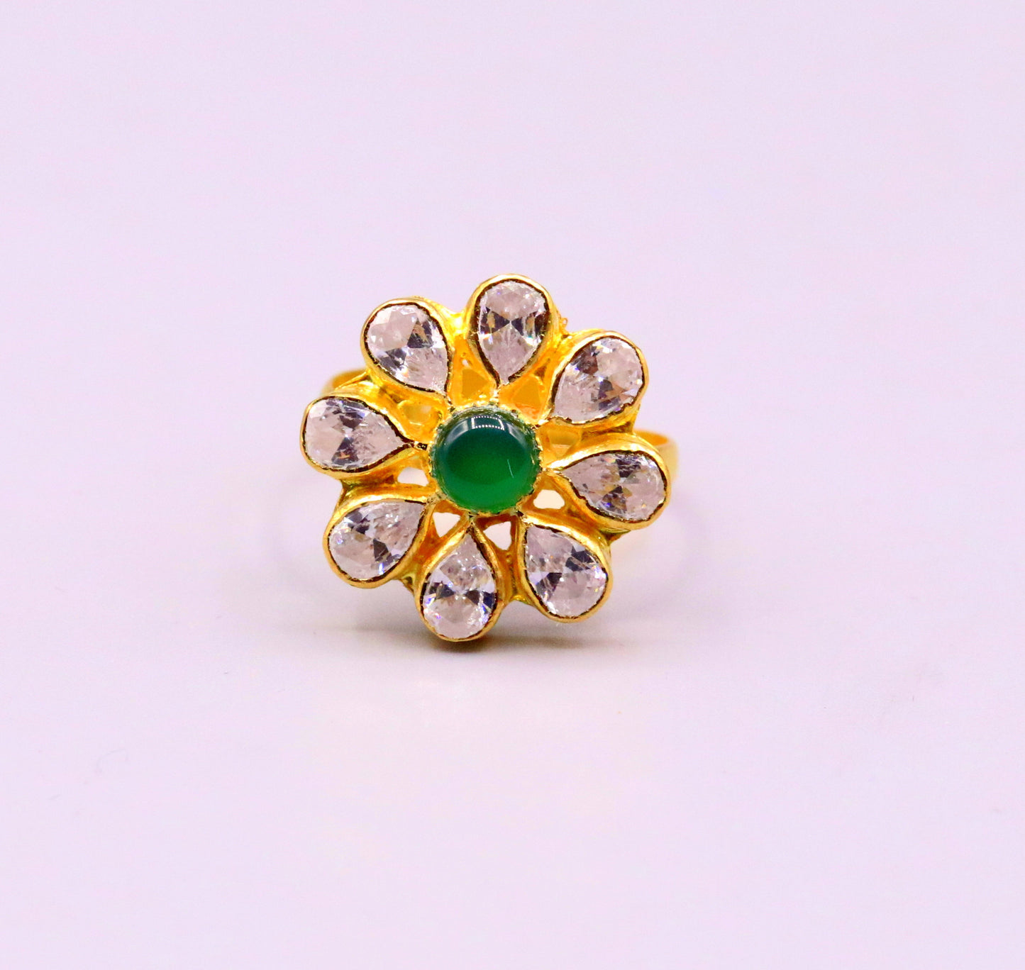 22kt yellow gold handmade fabulous adjustable ring band certified hallmarked flower shape indian simple jewelry - TRIBAL ORNAMENTS