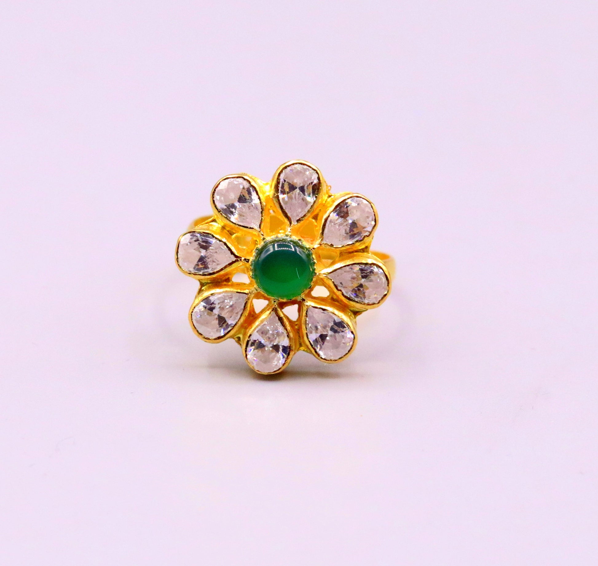 22kt yellow gold handmade fabulous adjustable ring band certified hallmarked flower shape indian simple jewelry - TRIBAL ORNAMENTS