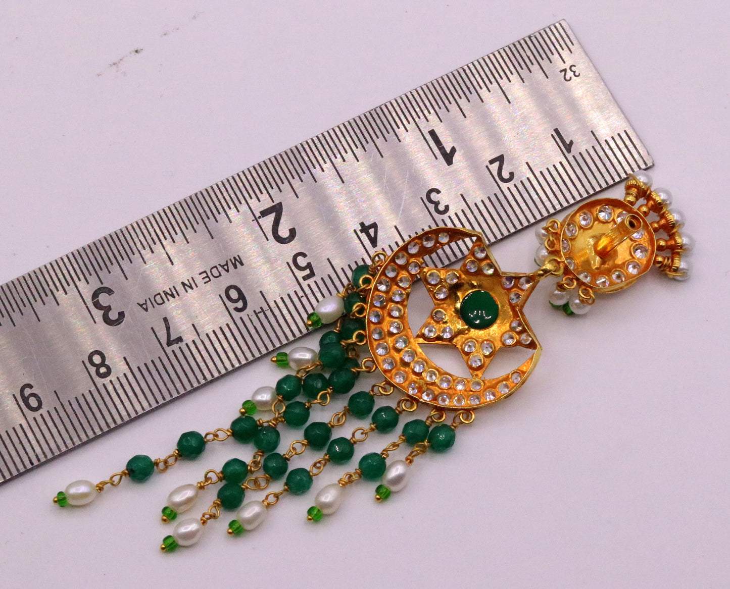 22kt yellow gold handmade chandelier earrings with colorful beads, drop dangle design, perfect for bridal jewelry, by TRIBAL ORNAMENTS.