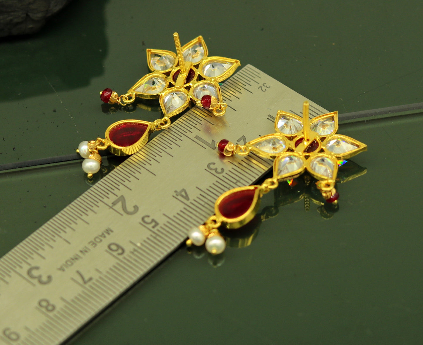 22kt yellow gold handmade gorgeous stud earring excellent stylish wedding bridesmaid customized stud earring personalized jewelry from india - TRIBAL ORNAMENTS