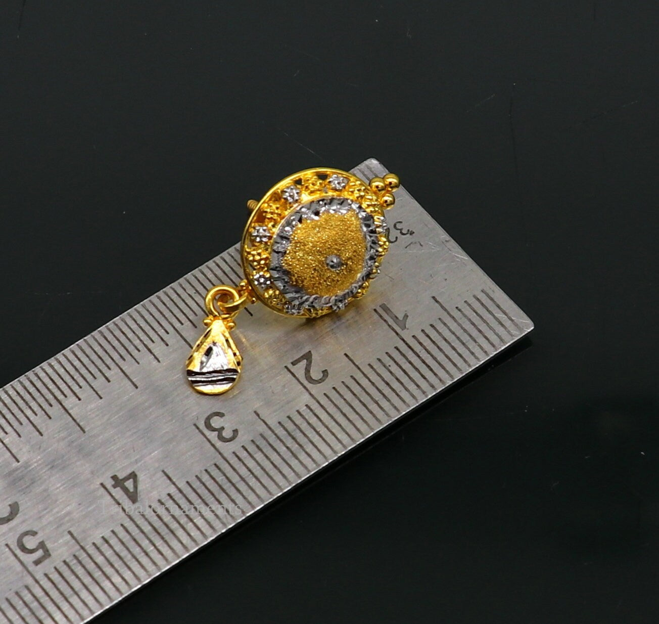 22Kt yellow gold handmade Stylish designer fancy earring, gorgeous brides gift daily use best gifting stud earring, charm jewelry ear129 - TRIBAL ORNAMENTS