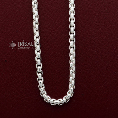 925 sterling silver Rolo chain necklace by Tribal Ornaments, delicate, high-quality solid silver unisex jewelry for gifting or everyday wear.